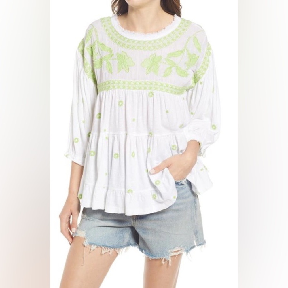 Free People Edie Embroidered Top NWT